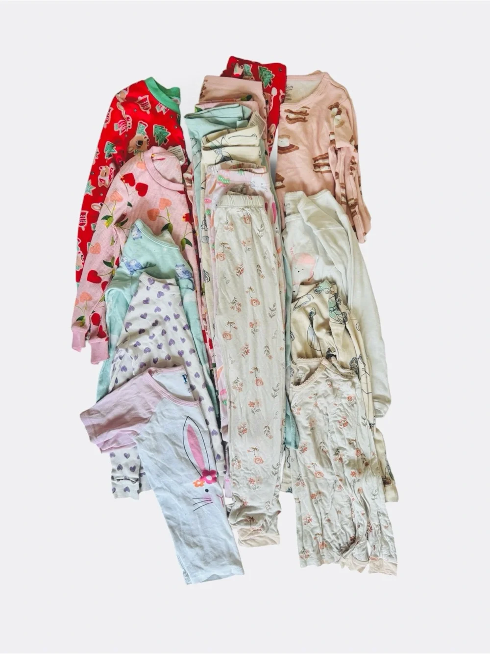 Girls 5T Mixed Pastel Sleepwear PJ Pants Set - Floral & Character Prints bundle